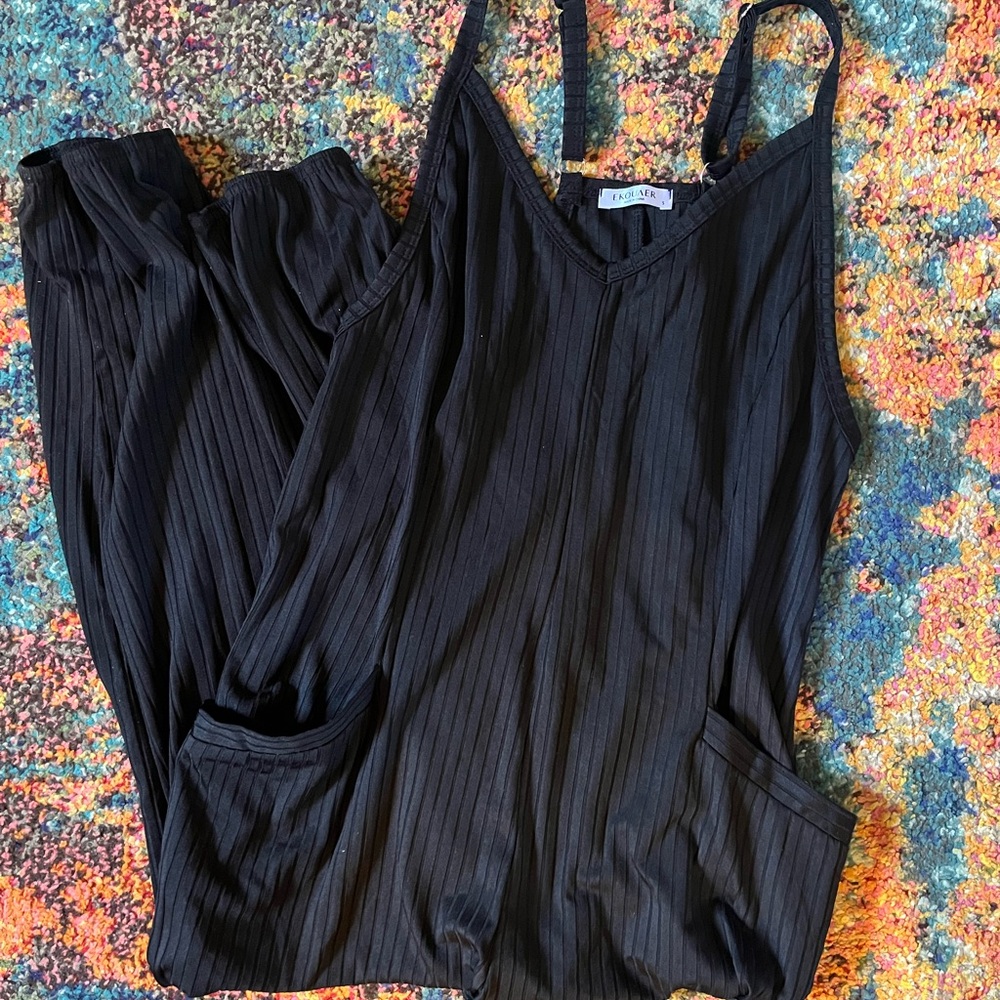 Black Striped Jumpsuit